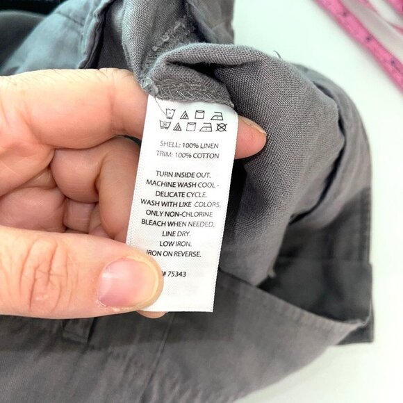 Tahari Linen Trousers Womens Size 12 Wide Leg Two Button Four Pocket Dove Gray - Picture 6 of 12